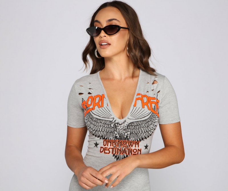 TableClothsUs Vintage Grunge Distressed Graphic Tunic