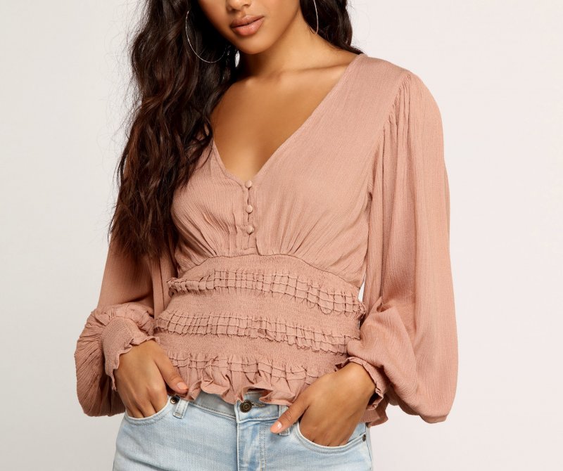 TableClothsUs Vacay Now Smocked Waist Blouse