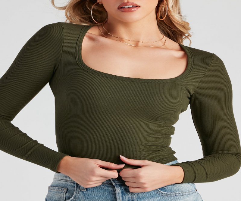 TableClothsUs Versatile Basic Rib Knit Crop Top